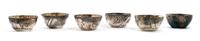A Group of Six Japanese Silver Rice Bowls, Diameter 5 inches.
