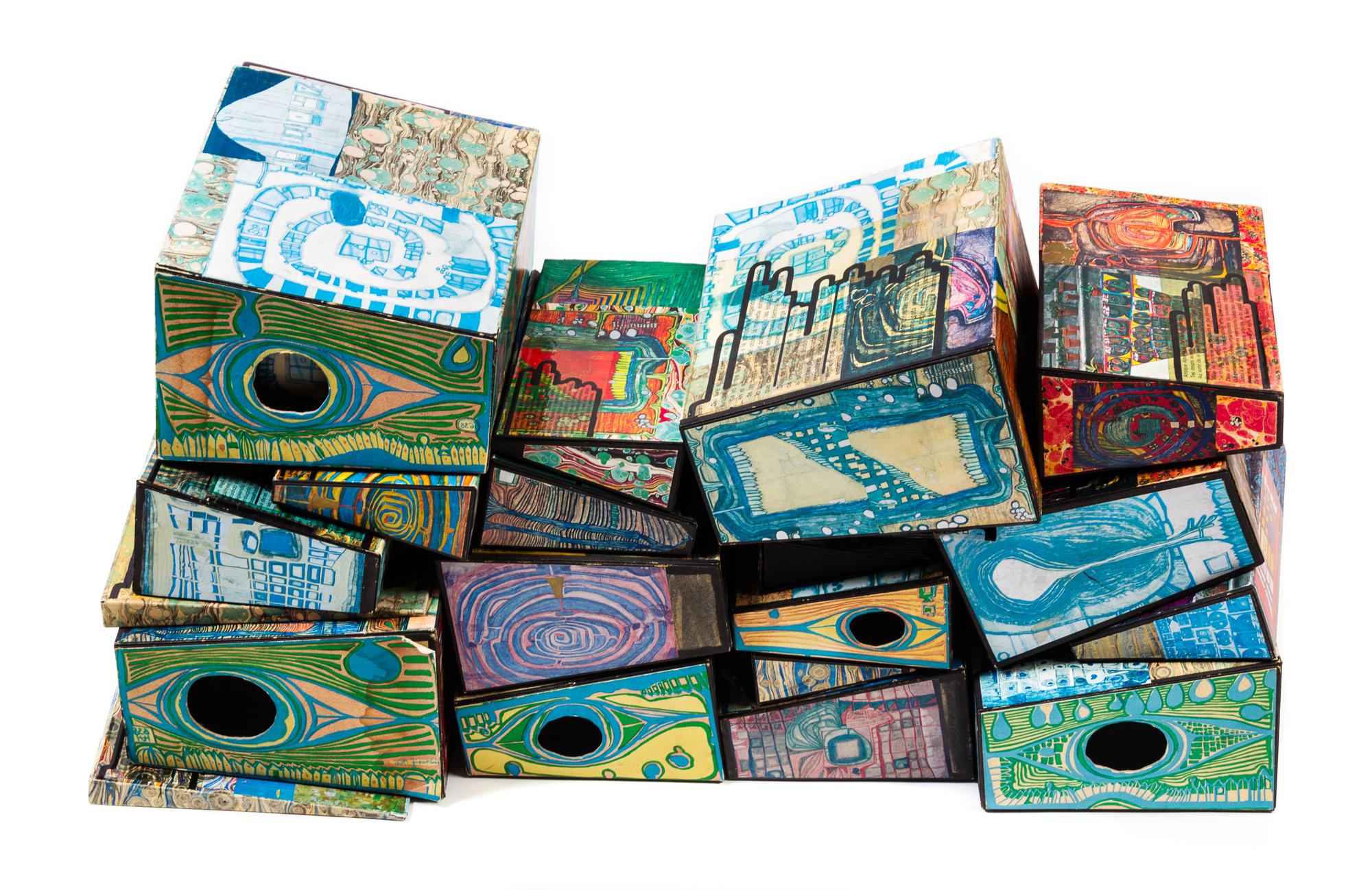 Friedensreich Hundertwasser, (Austrian, 1928-2000), Les hauteurs de machu picchu (Nest of boxes), 1967