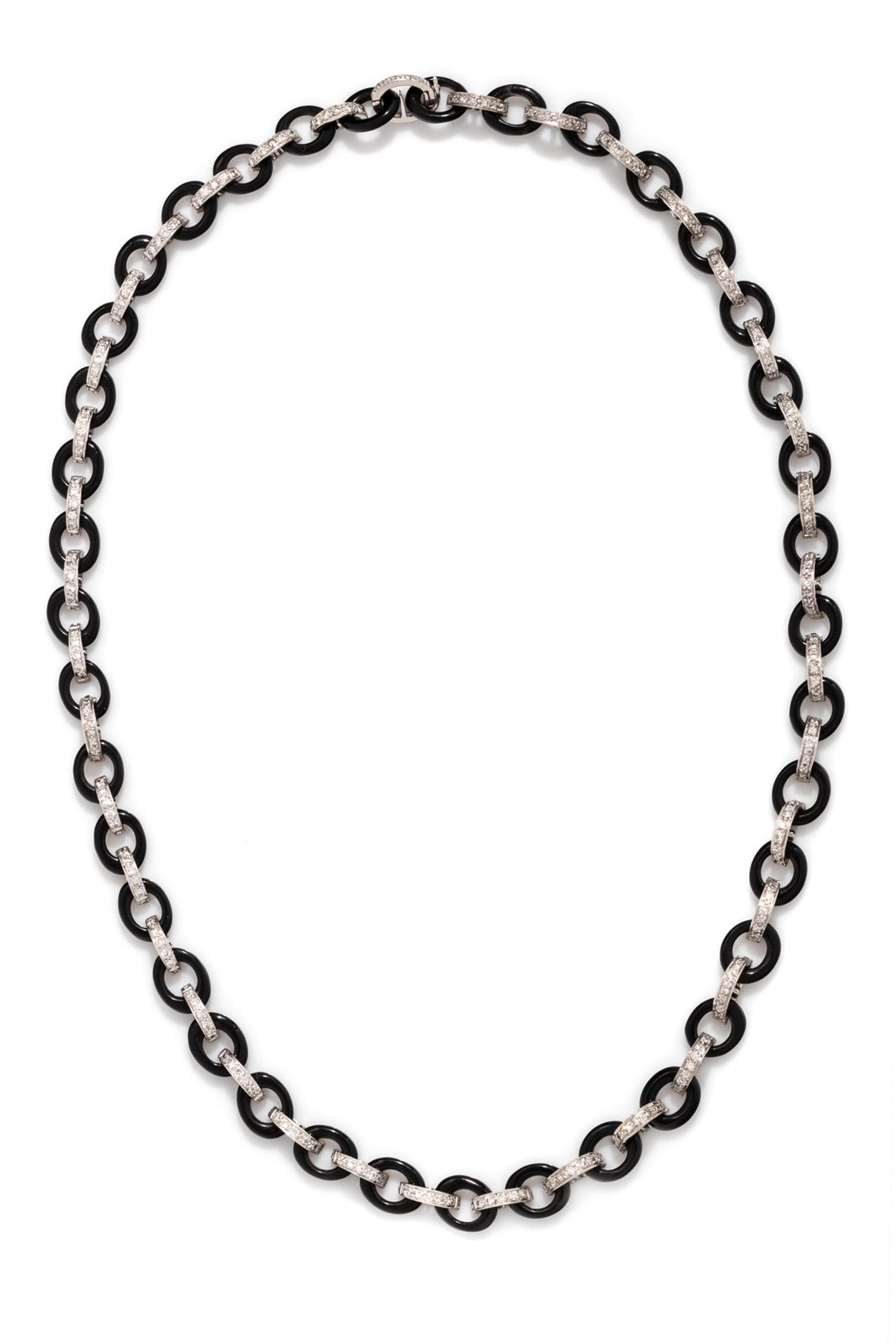 ONYX AND DIAMOND NECKLACE
