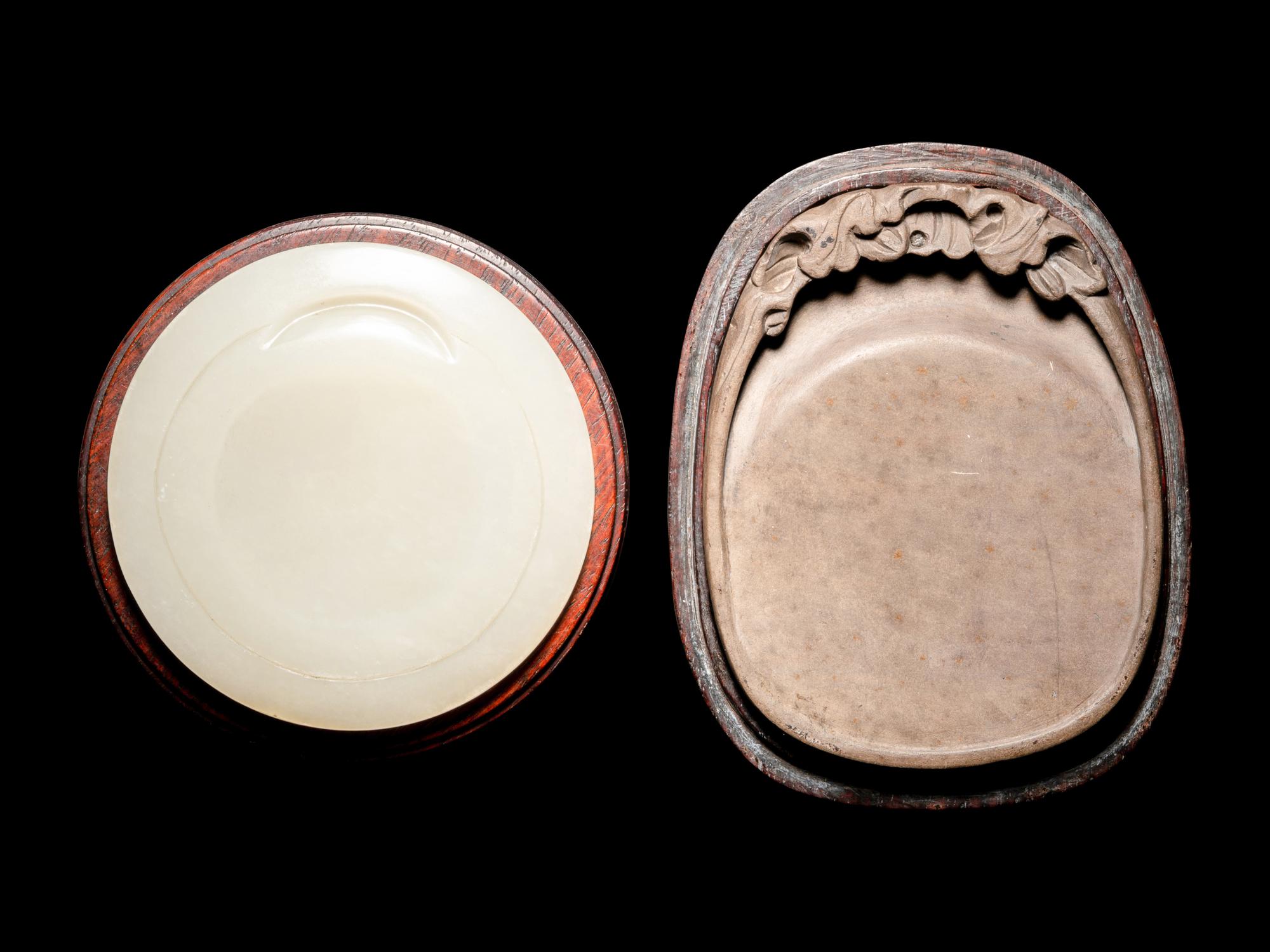 Two Chinese Inkstones and Covers