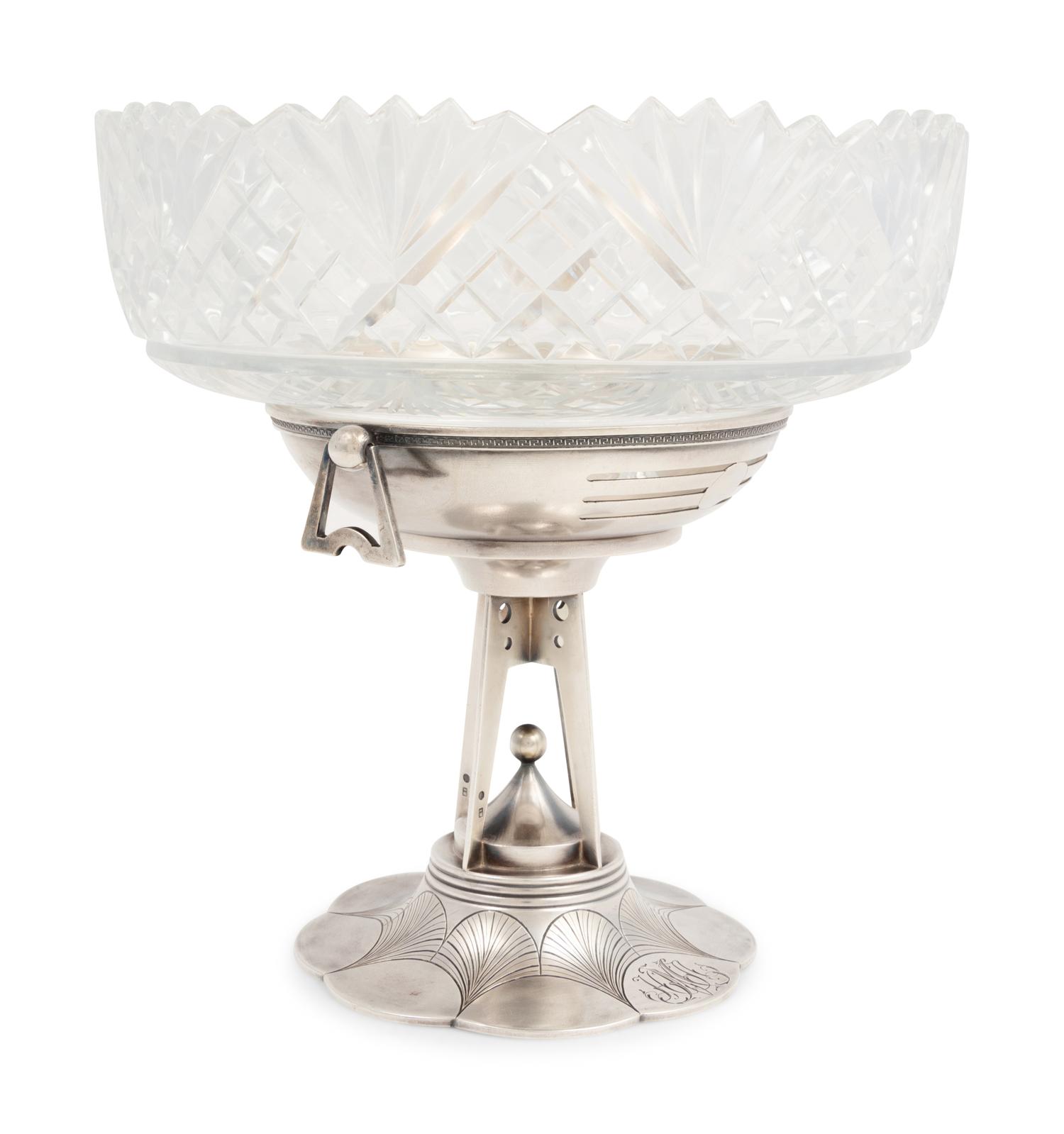 A Russian Silver and Cut Glass Centerpiece Bowl