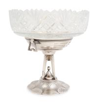 A Russian Silver and Cut Glass Centerpiece Bowl