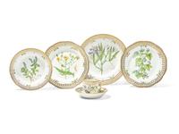A Group of Royal Copenhagen Flora Danica Porcelain Table Articles