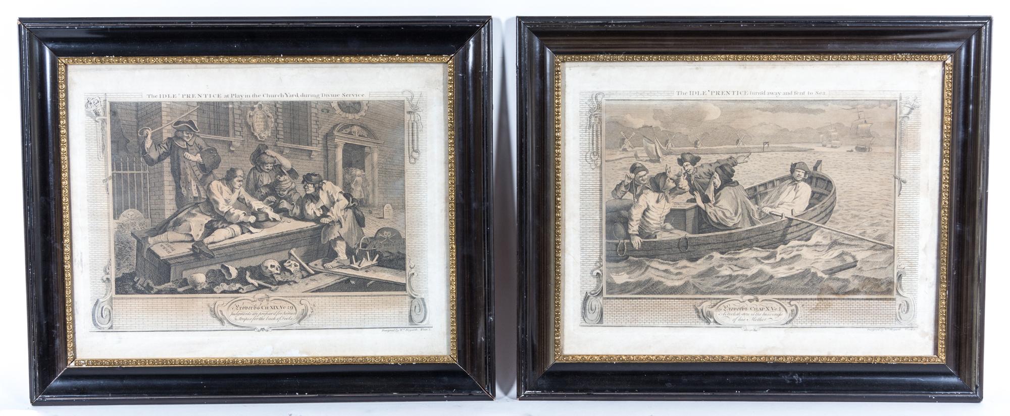 HOGARTH, WILLIAM. A group of 11 engravings by Hogarth, uniformly framed.