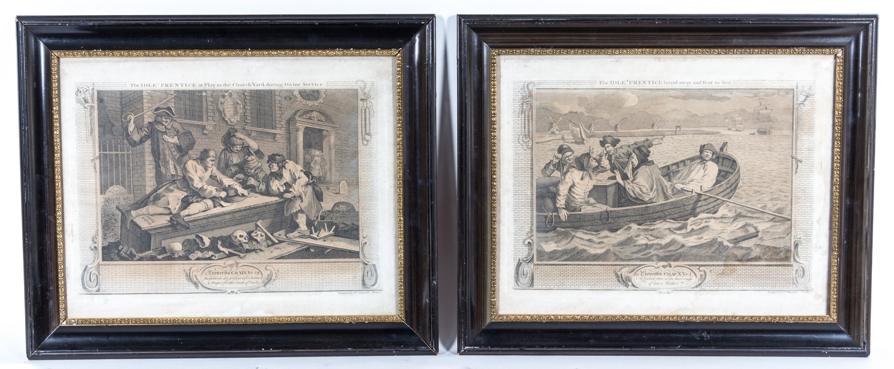 HOGARTH, WILLIAM. A group of 11 engravings by Hogarth, uniformly framed.