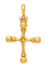A Sculpted Gold Cross Pendant, 16.90 dwts.