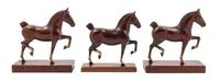 Three Carved and Painted Wood Horse Figures Height of tallest 8 1/8 inches. — PETER GIBA, 20TH CENTURY