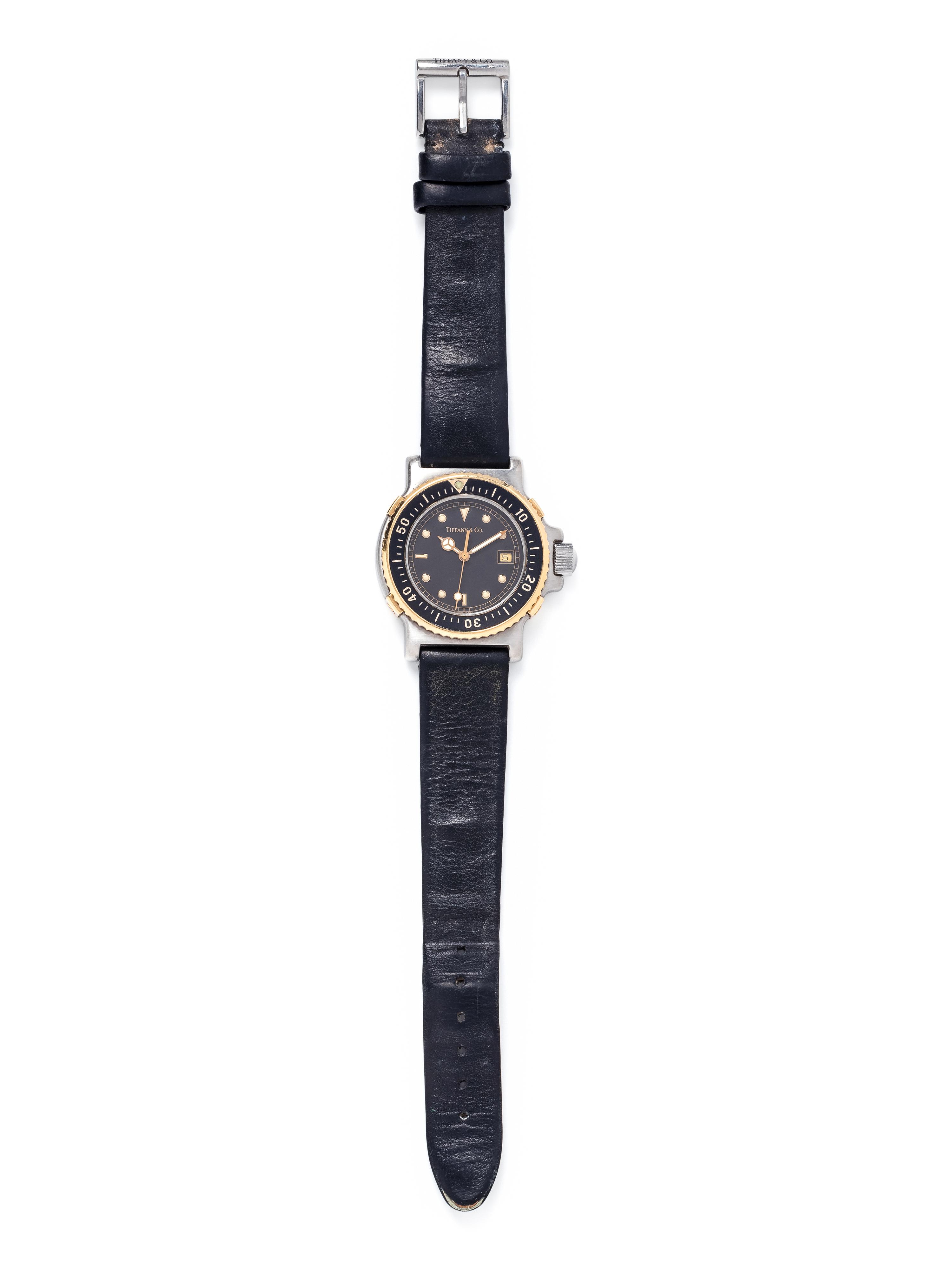 TIFFANY & CO., STAINLESS STEEL AND 18K YELLOW GOLD 'DIVER' WRISTWATCH