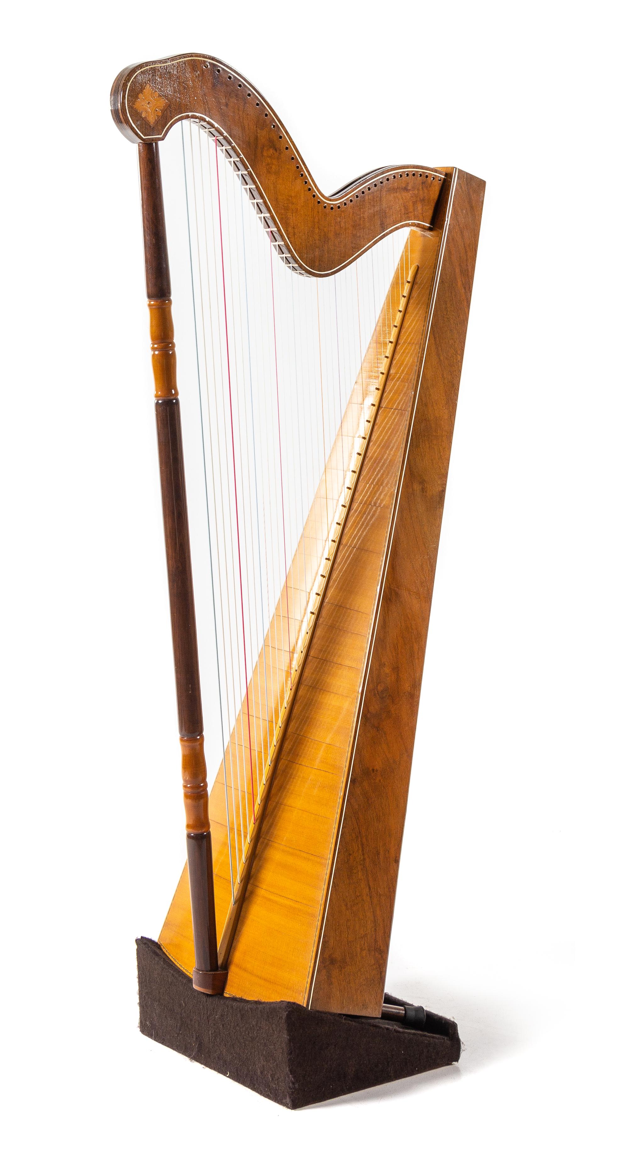 A Mahogany and Satinwood Harp Height 56 3/4 inches. — 20TH CENTURY