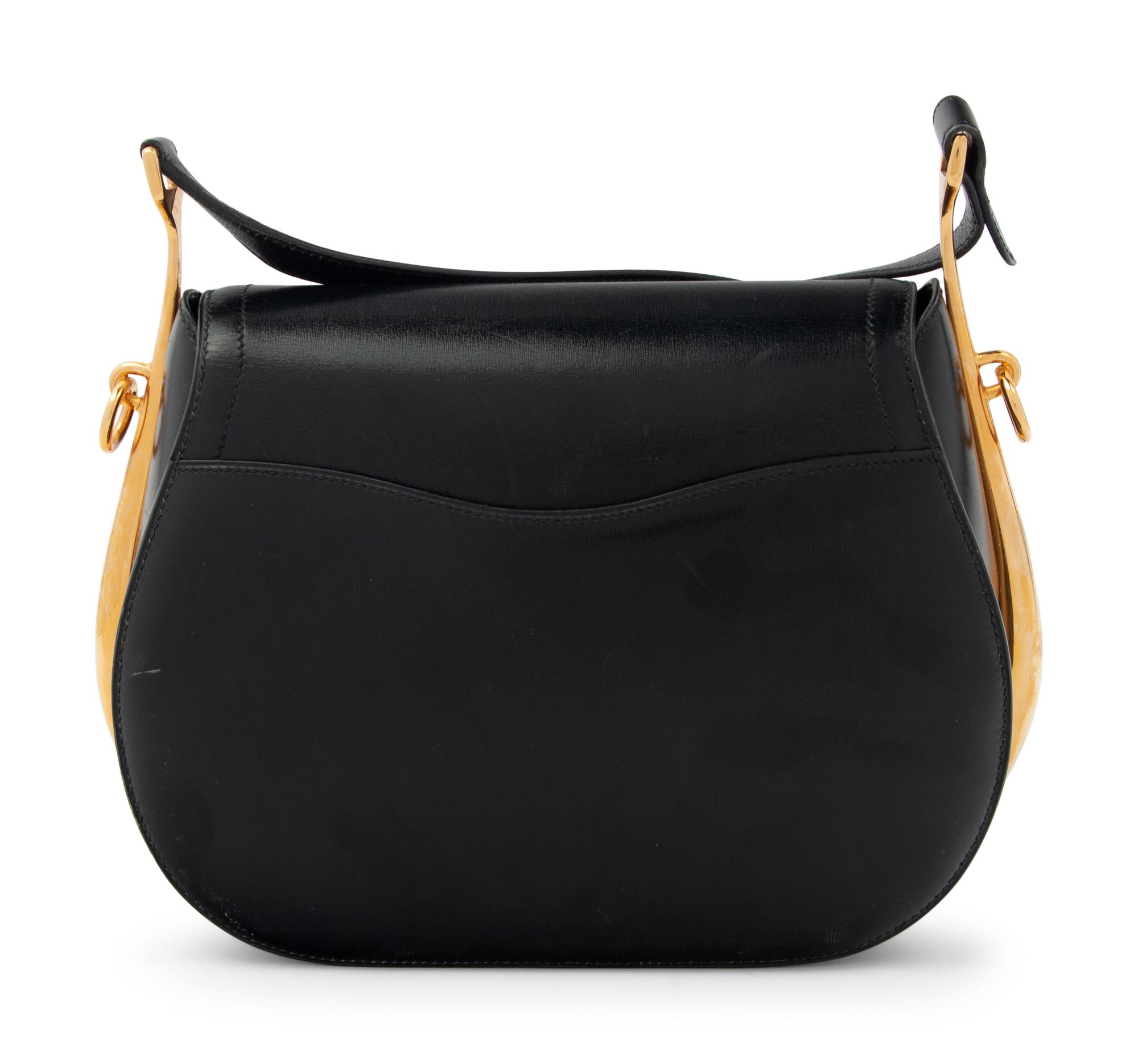 Hermès Black Leather Passe Guide Bag, 1988