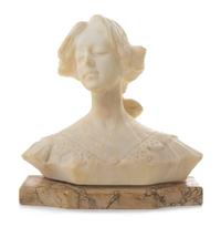 A Continental Alabaster Bust Height of alabaster bust 9 inches.