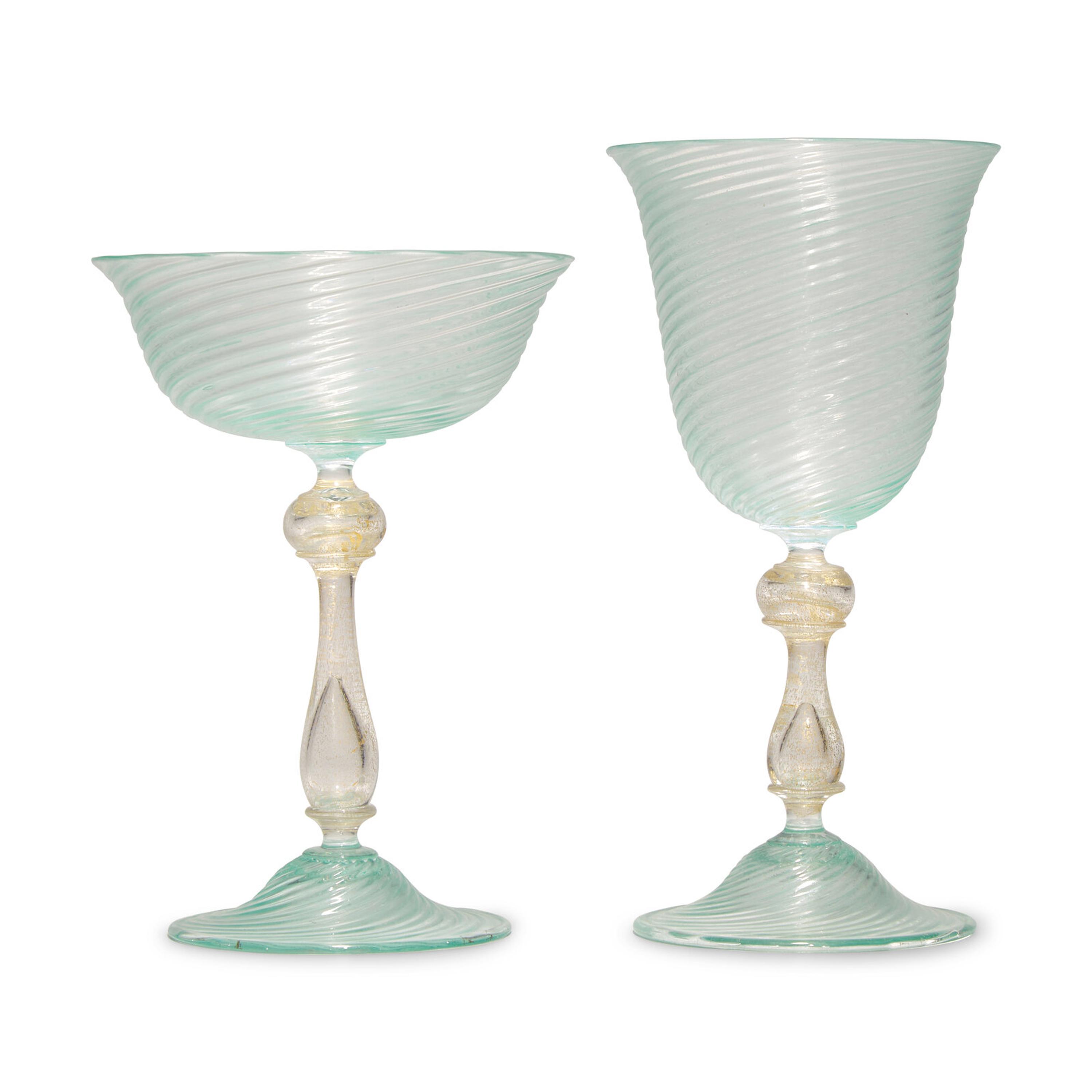 A Venetian Glass Stemware Service