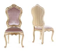 A Pair of Venetian Rococo Style Painted and Parcel Gilt Side Chairs