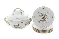 A Herend Porcelain Tureen and Six Plates