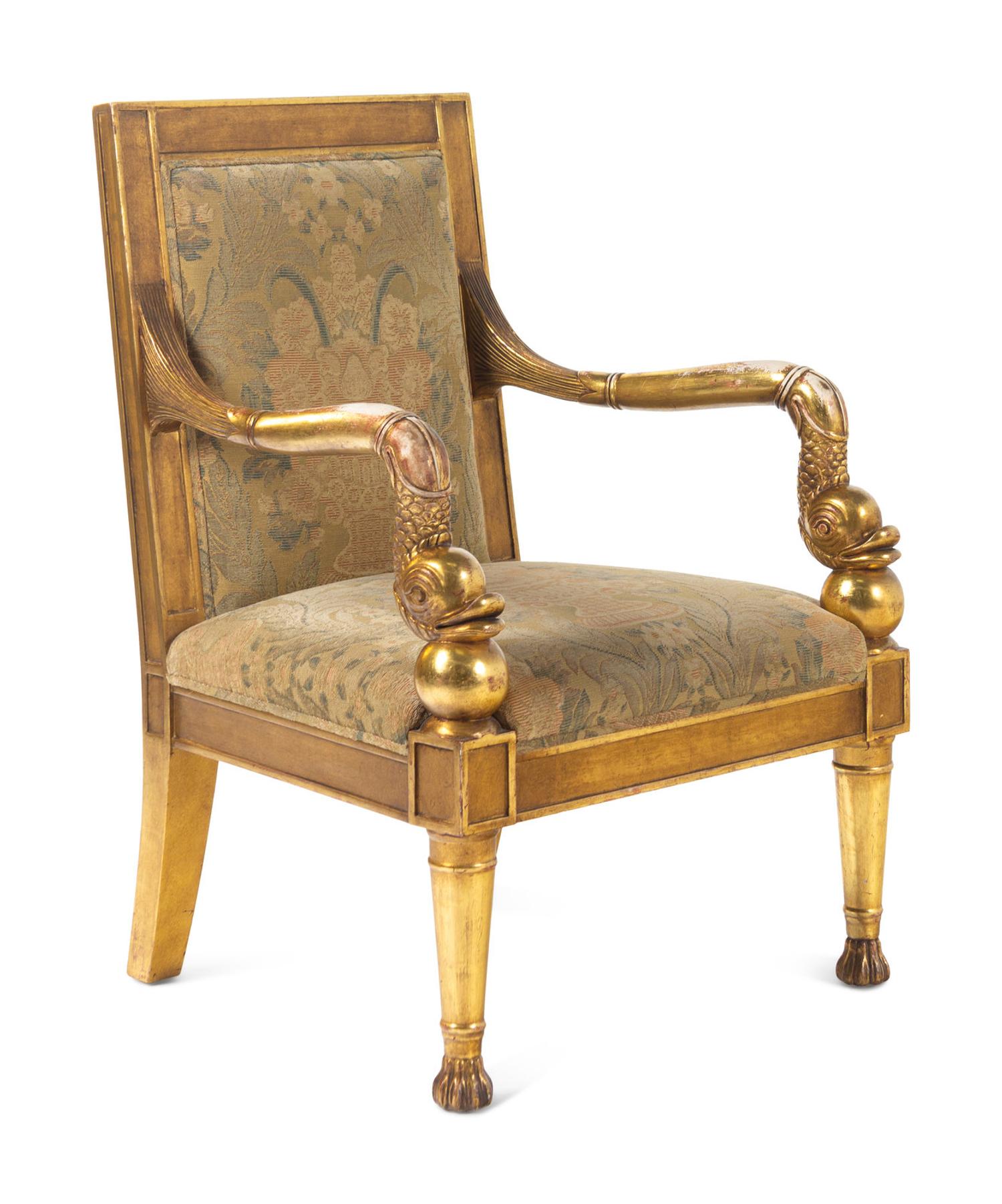 A Pair of Rose Tarlow Italian Neoclassical Style Giltwood Fauteuils