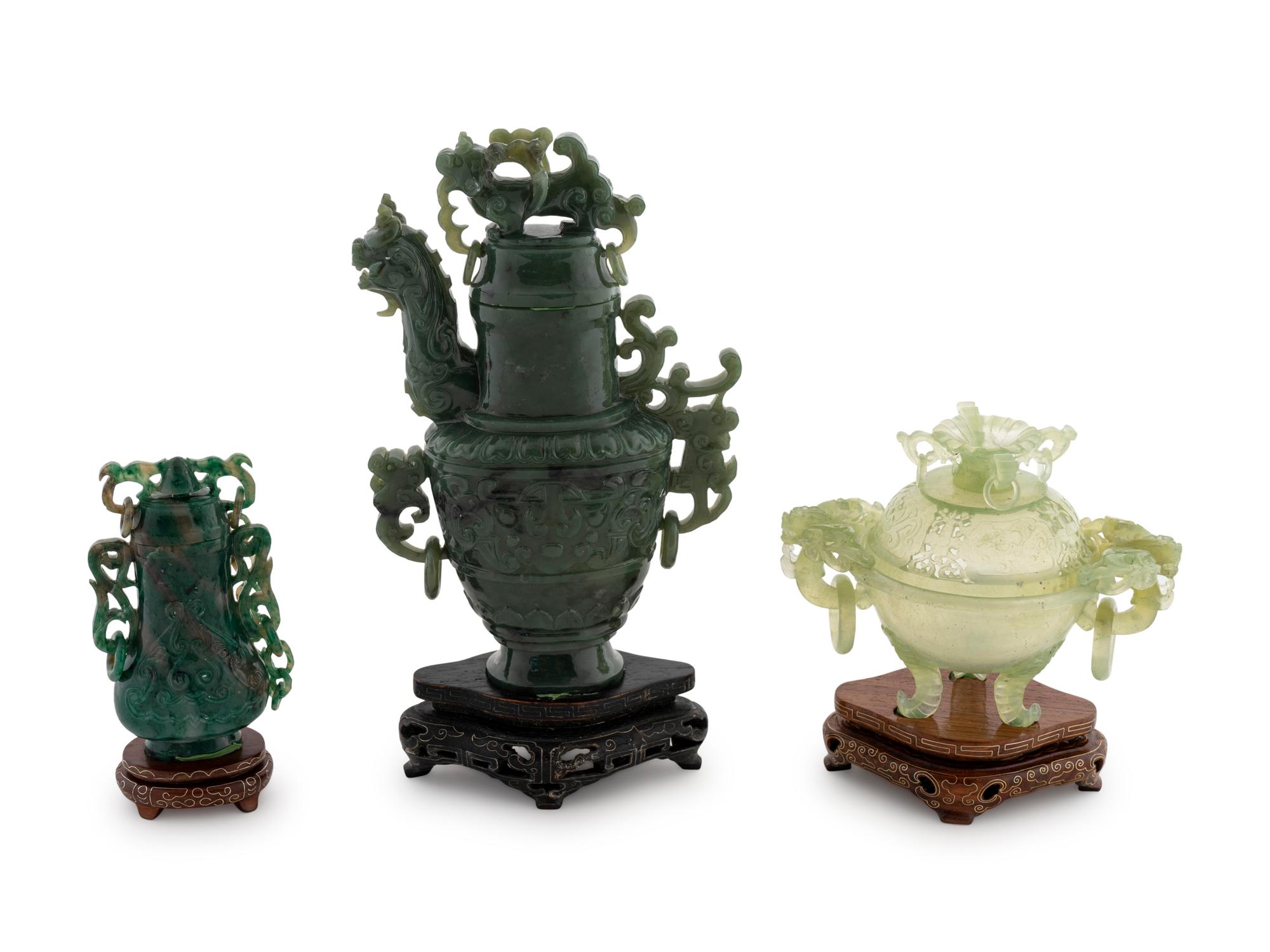 Three Chinese Jadeite Urns