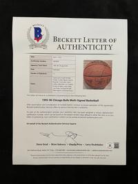 A 1995-96 NBA Champions Chicago Bulls Team Signed Autograph Basketball (Beckett Authentication Services Letter BAS Certified)