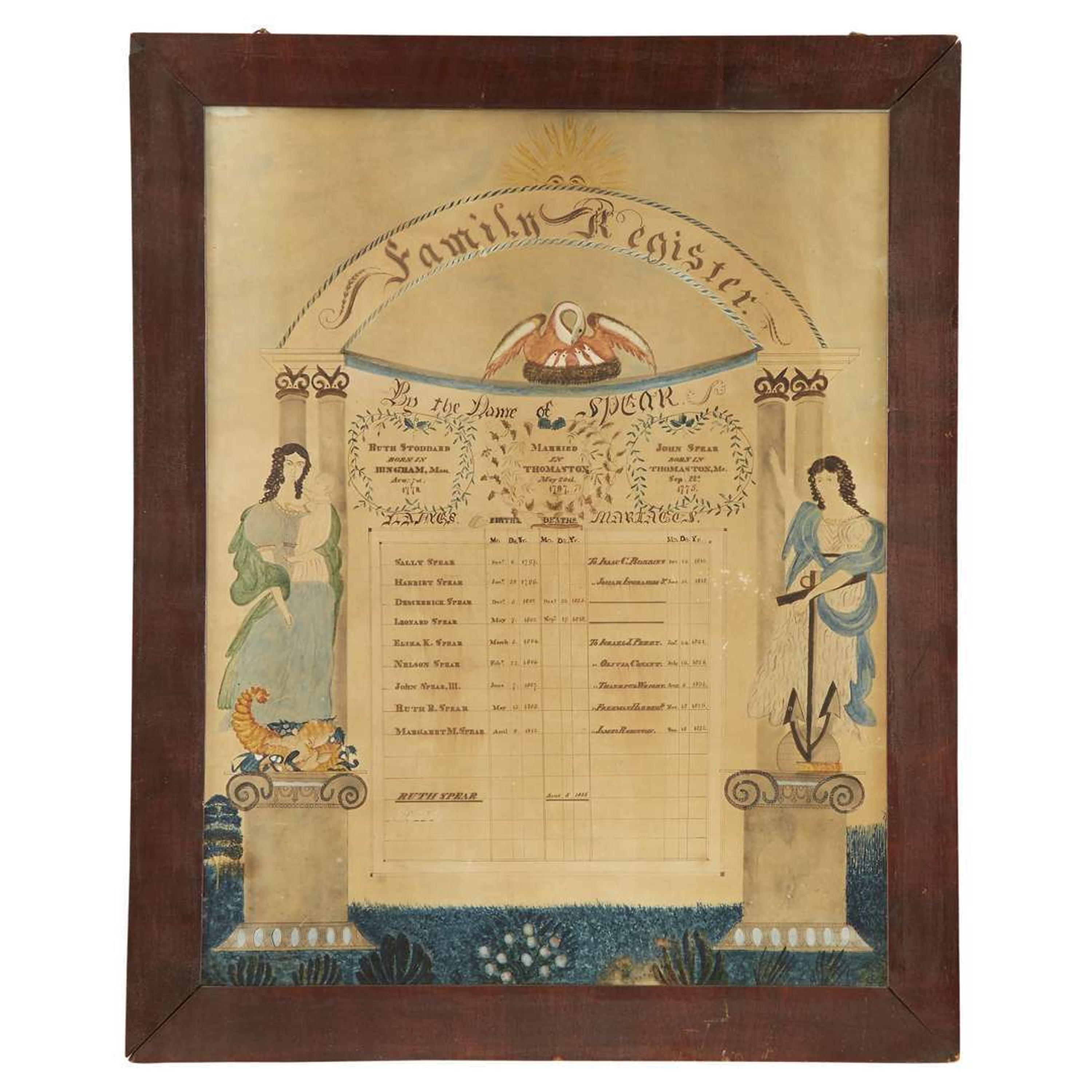 Family register "By the name of Spear," Rockland, Knox County, ME, circa 1835