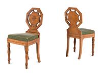 A Pair of Charles X Walnut Hall Chairs