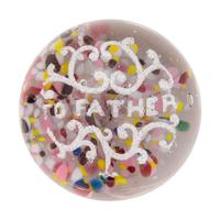 Two American Frit Father Motto Over Speckled Ground Glass Paperweights