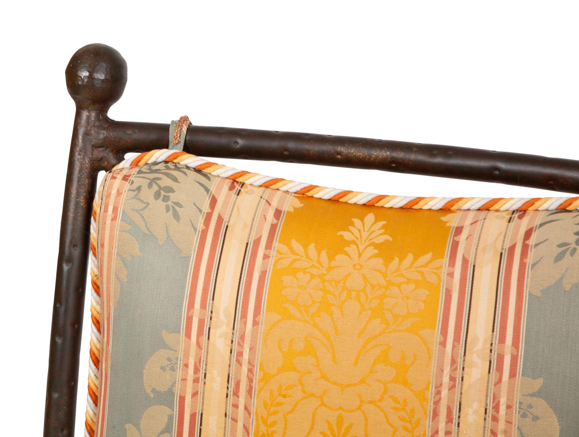 Eight Spanish Style Bronzed Metal Dining Chairs