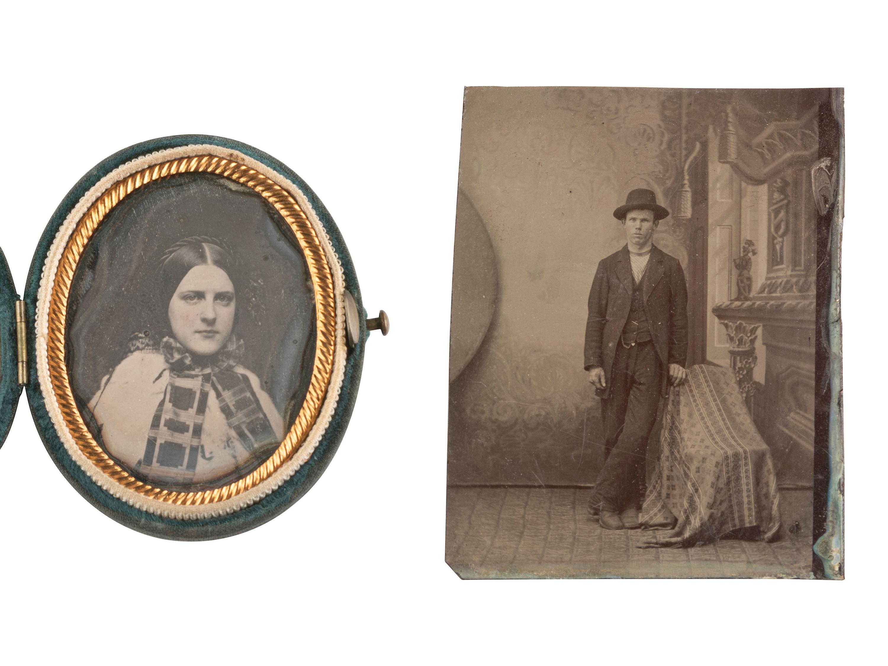 [EARLY PHOTOGRAPHY]. 22 assorted daguerreotypes, ambrotypes, and tintype portraits.