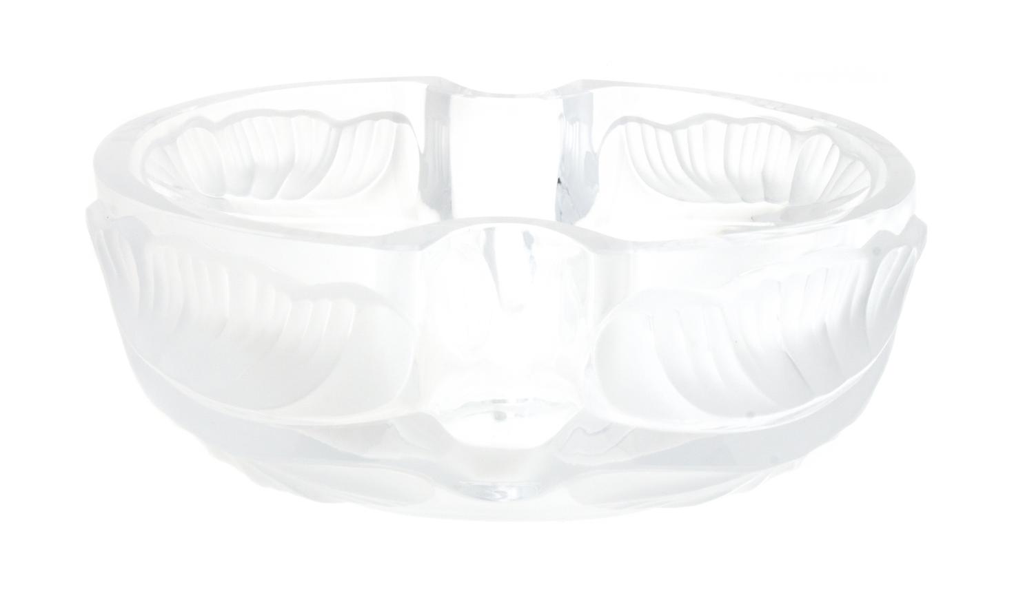 A Molded and Frosted Glass Arums Bowl Length 9 1/4 inches. — LALIQUE