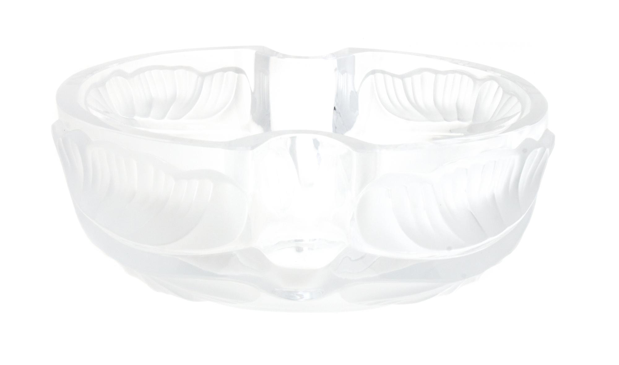 A Molded and Frosted Glass Arums Bowl Length 9 1/4 inches. — LALIQUE