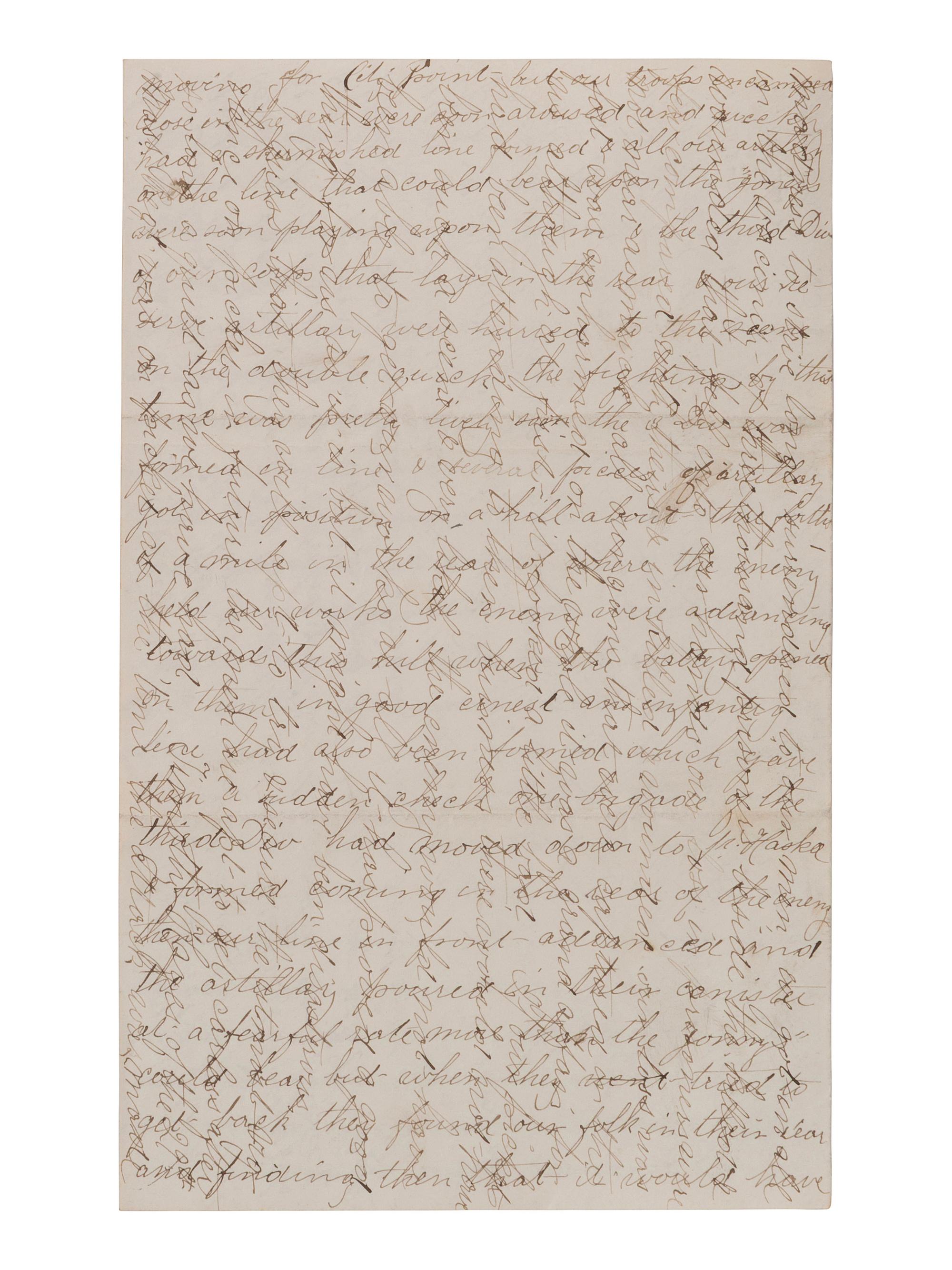[CIVIL WAR]. Lengthy soldier's letter describing the Battle of Fort Stedman. 27 March 1865.