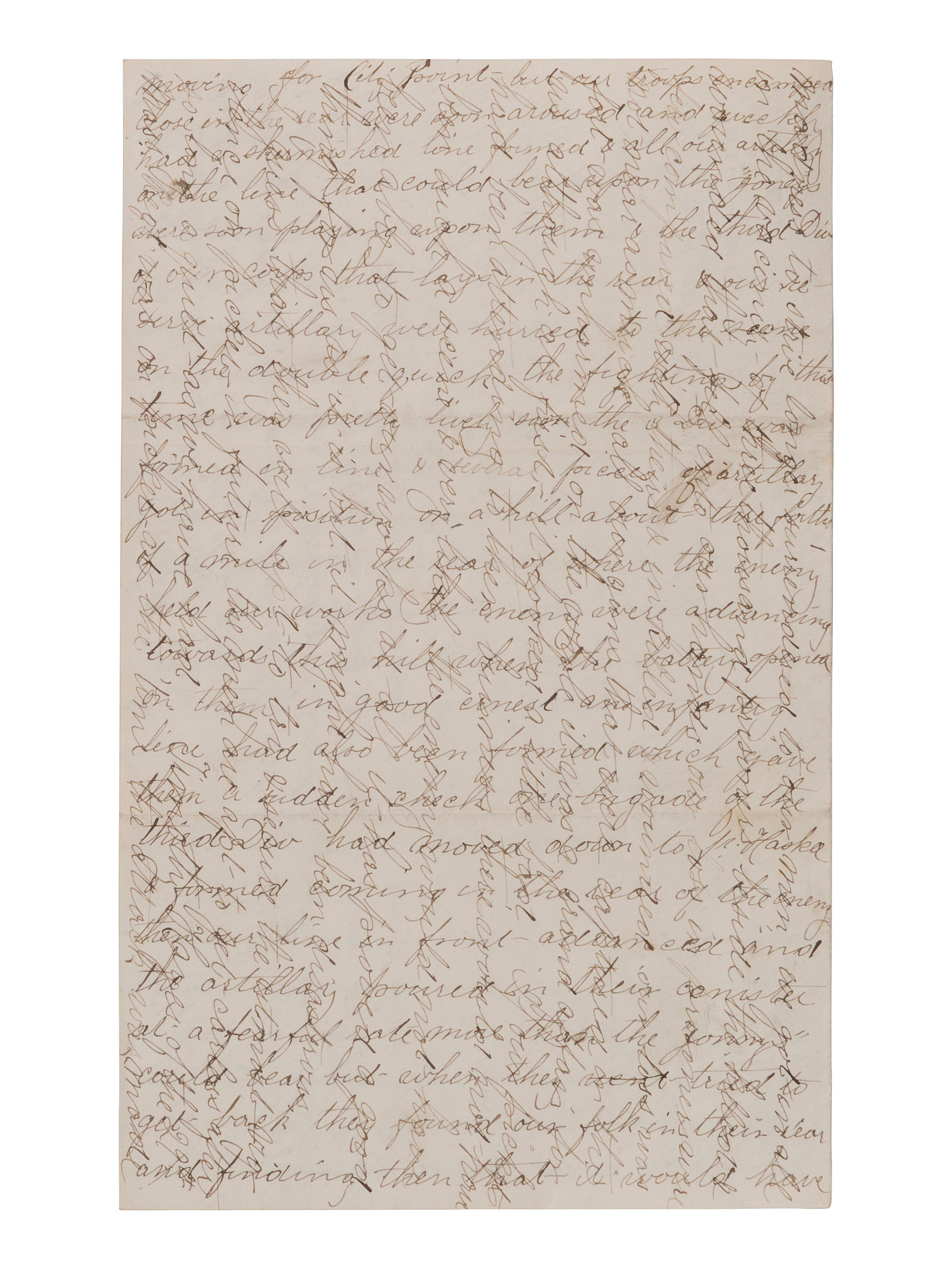 [CIVIL WAR]. Lengthy soldier's letter describing the Battle of Fort Stedman. 27 March 1865.