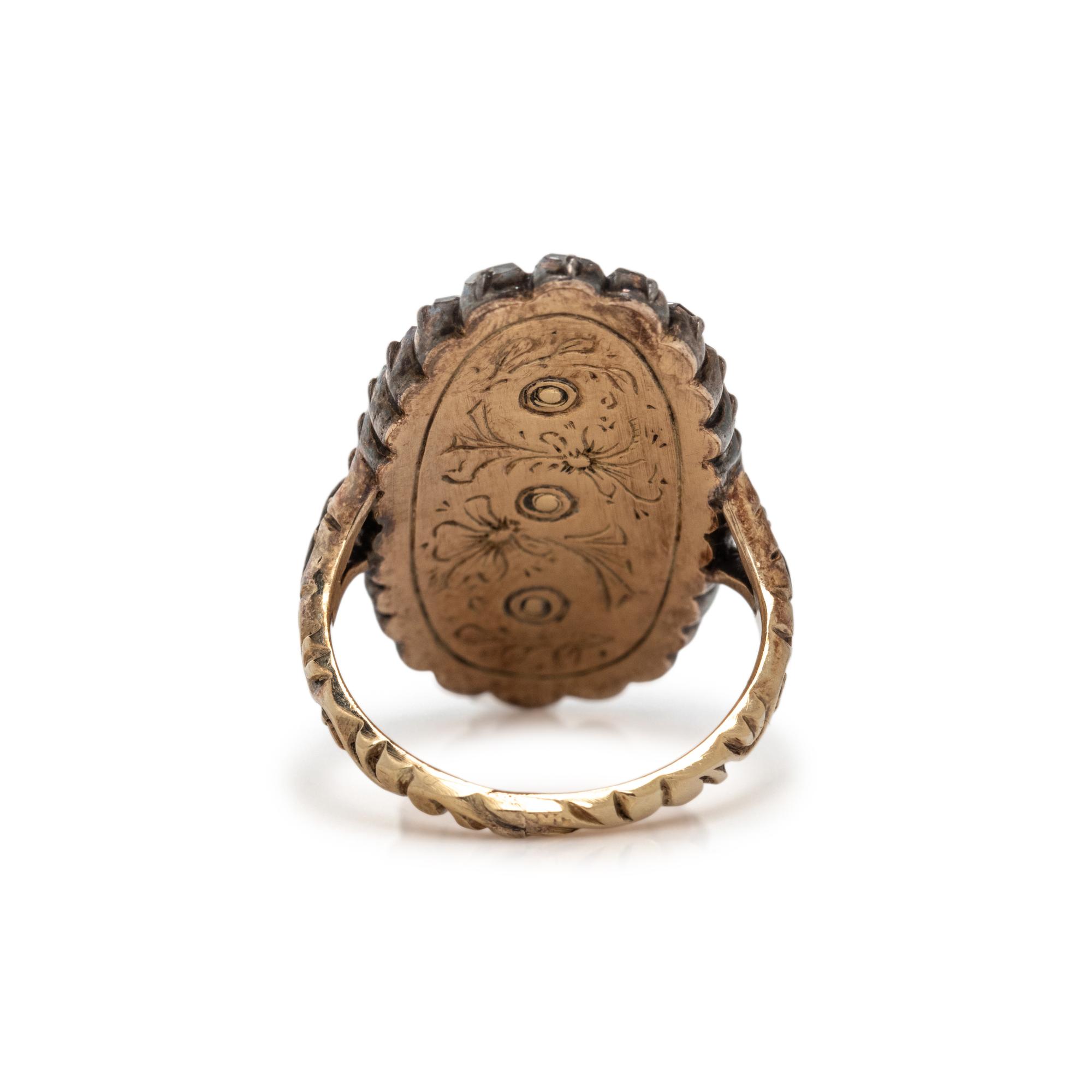 GEORGIAN, DIAMOND AND SILVER-TOPPED GOLD RING