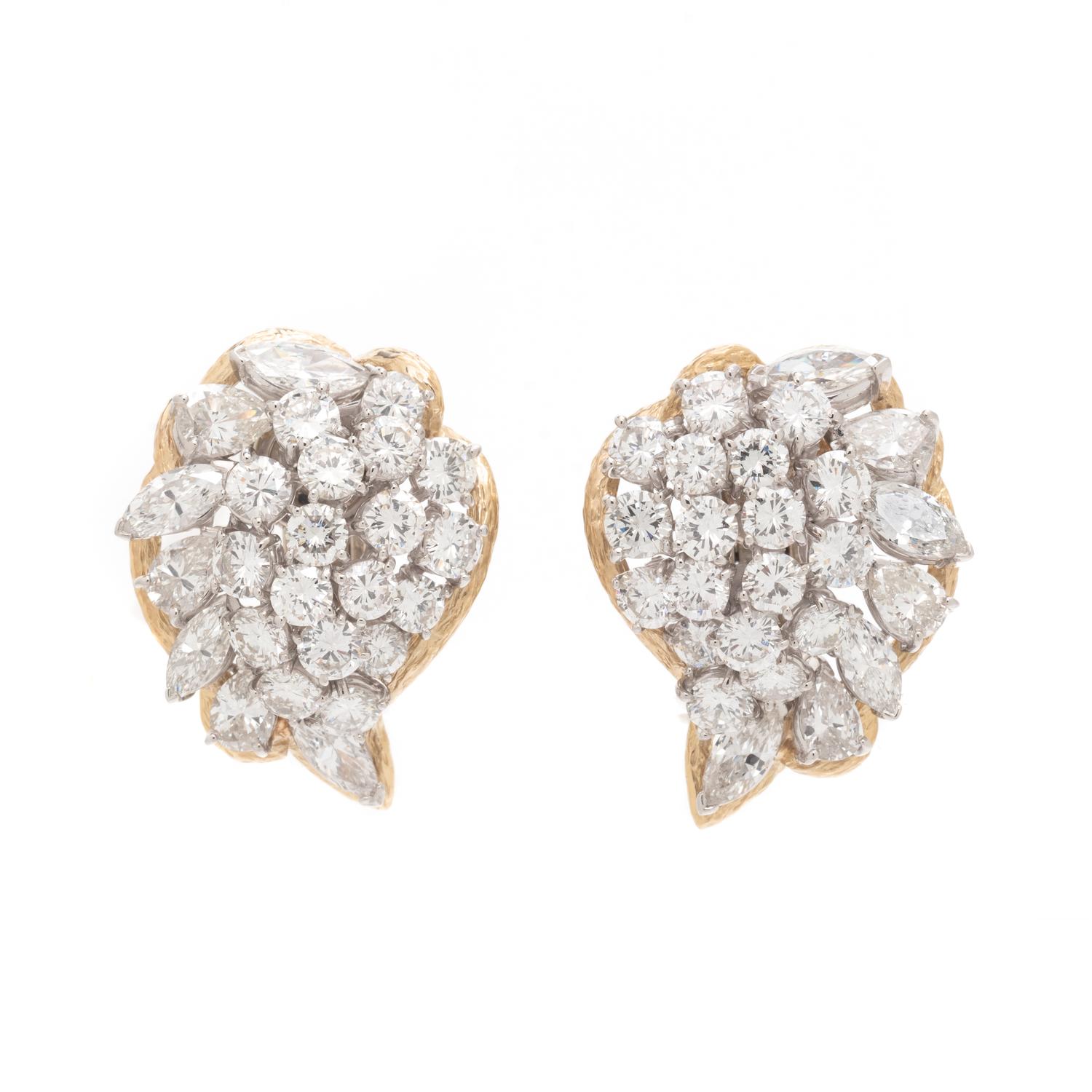 CARTIER, DIAMOND CLUSTER CLIP EARRINGS
