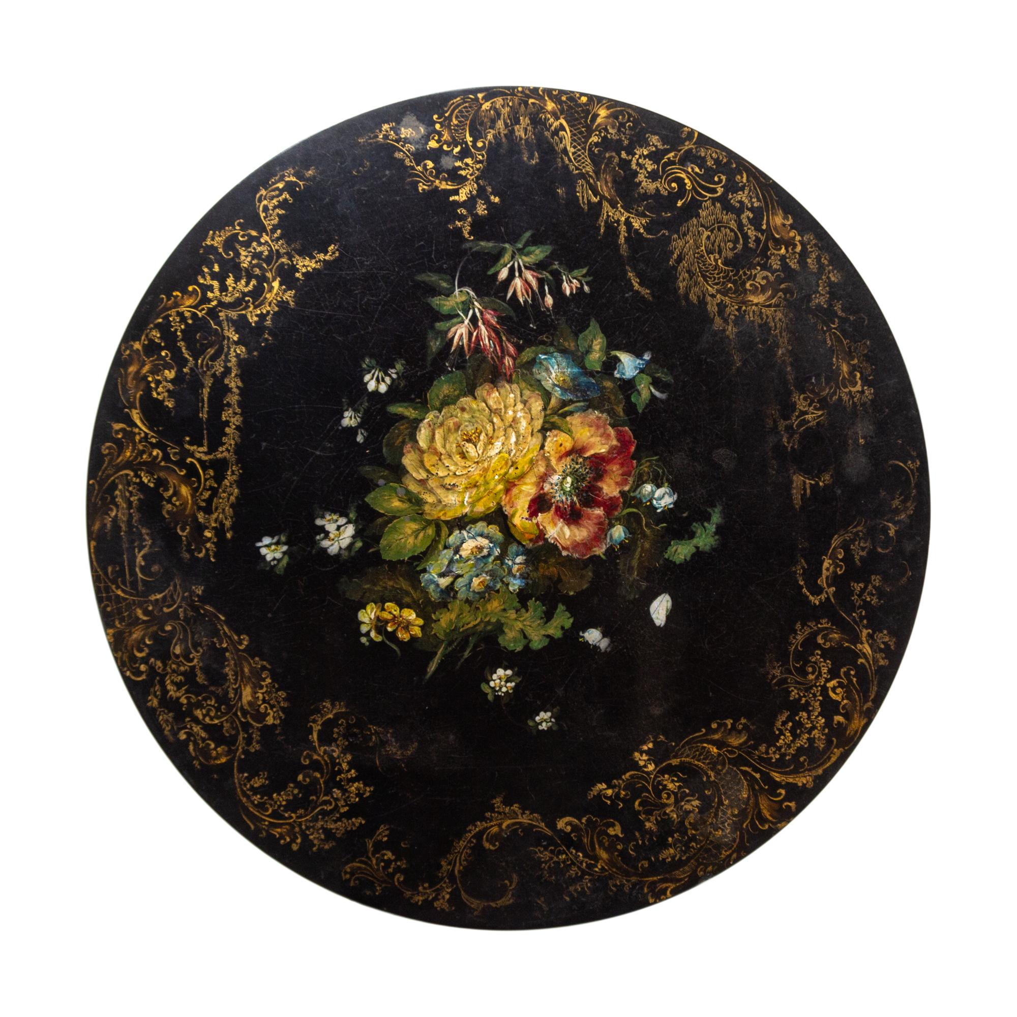 A Victorian Painted Papier-Mâché or Lacquer Work Table