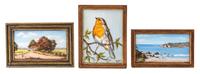 Motilla, (20th Century), Rural Landscape, Study of a Robbin, and Seaside Landscape (three works)