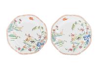A Pair of Bow Porcelain Octagonal Plates — C. 1760