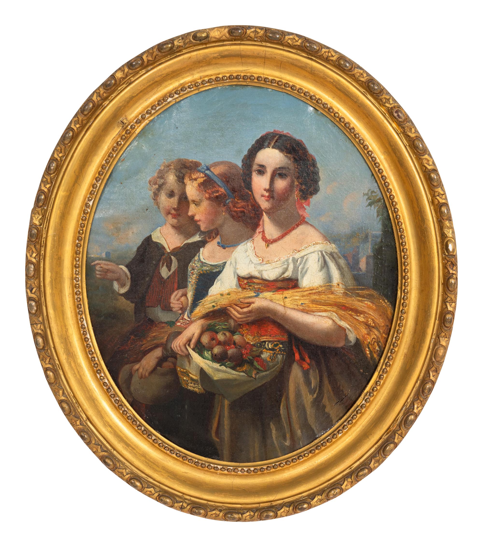 Neapolitan Women with Wheat and a Basket of Fruit