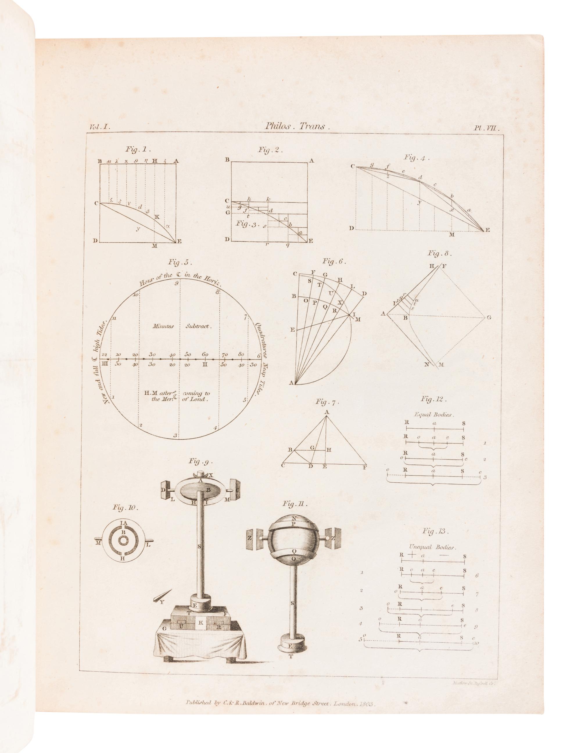 ROYAL SOCIETY OF LONDON. The Philosophical Transactions of the Royal Society of London, From their Commencement, in 1665, to the Year 1800; Abridged, with Notes and Biographic Illustrations. London: C. and R. Baldwin, 1809.