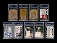 A Group of Nine 1980s-2000s Hall of Fame Graded Football Cards,