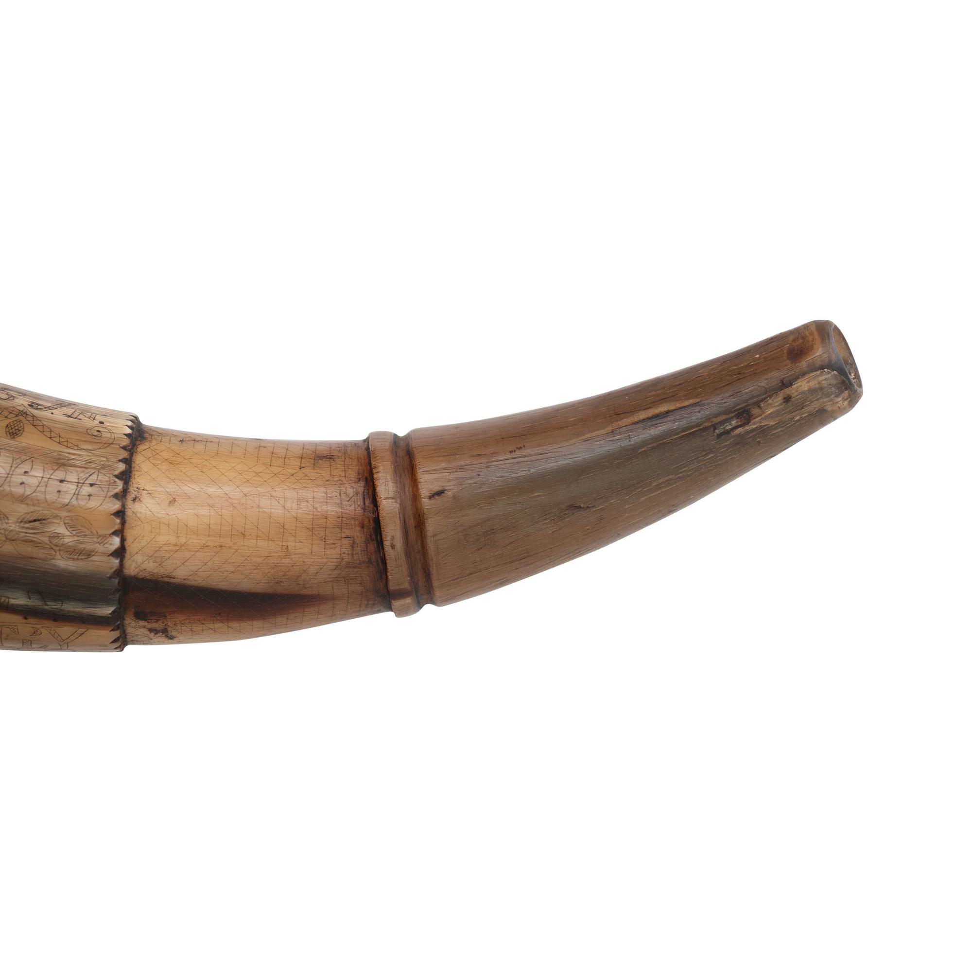Revolutionary War Centennial Carved Powder Horn for Andrew Porter - US Marine Corps & Continental Artillery with Provenance