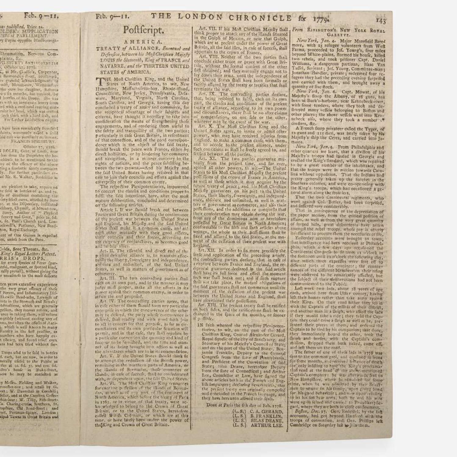 [American Revolution] [Treaty of Alliance] The London Chronicle