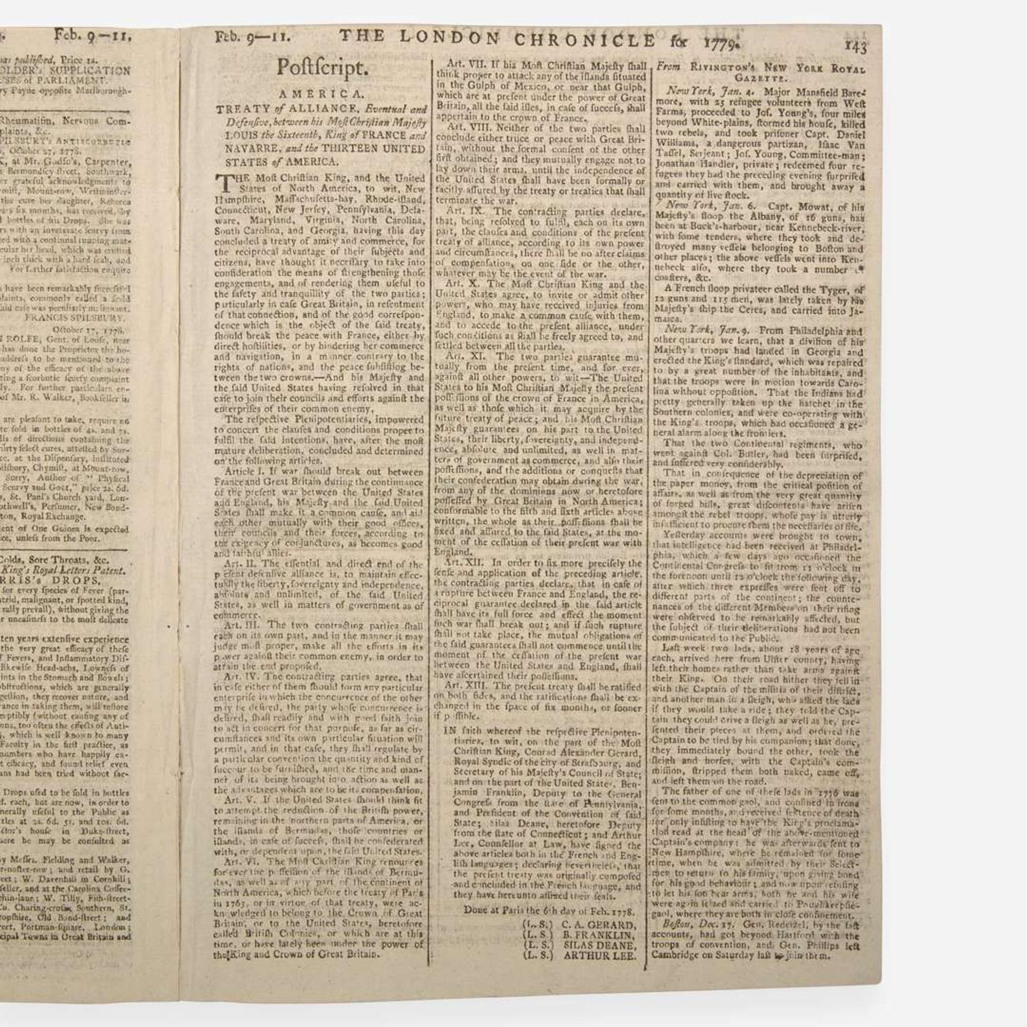 [American Revolution] [Treaty of Alliance] The London Chronicle