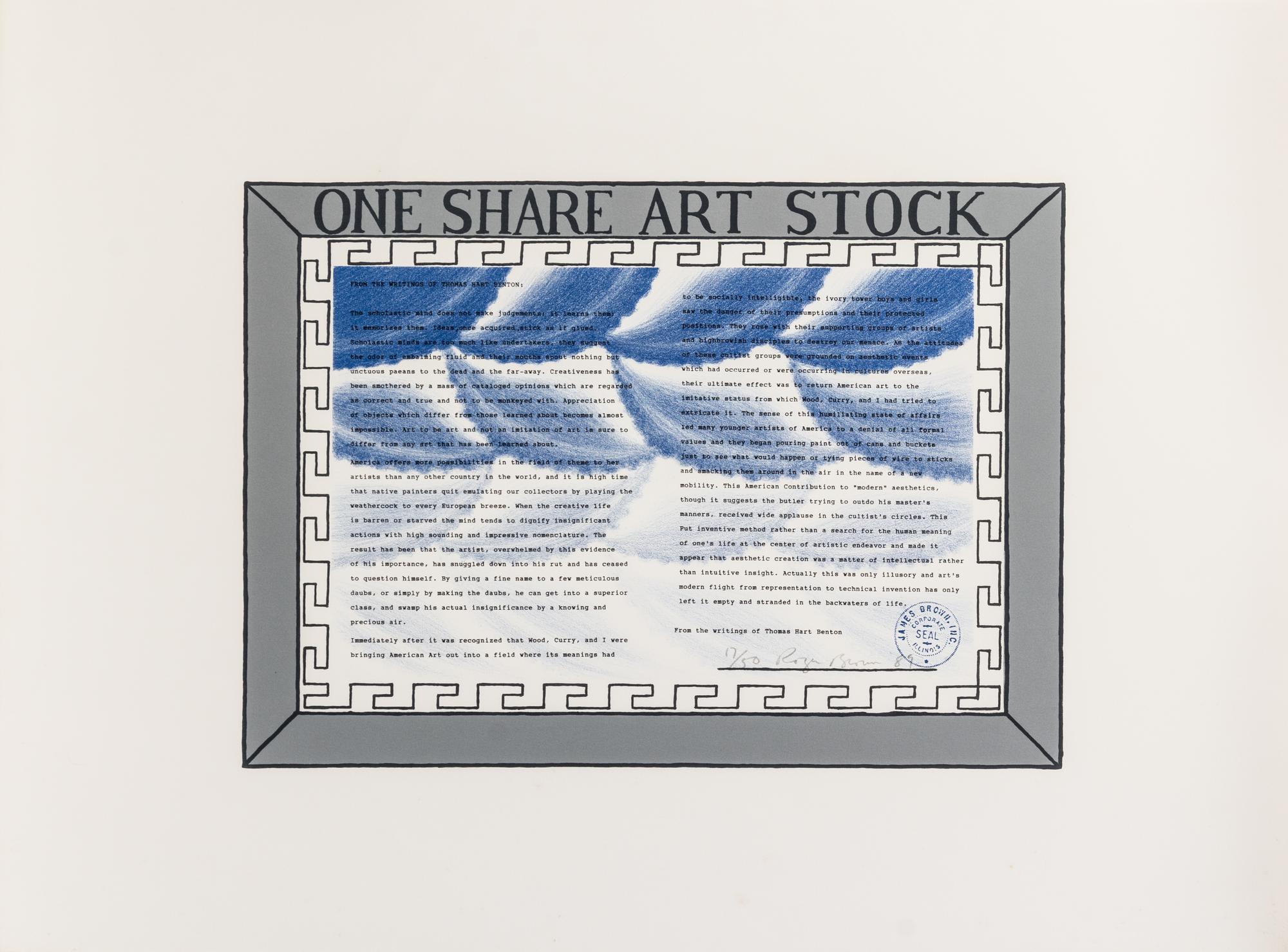 Roger Brown, (American, 1941-1997), One Share Art Stock, 1989
