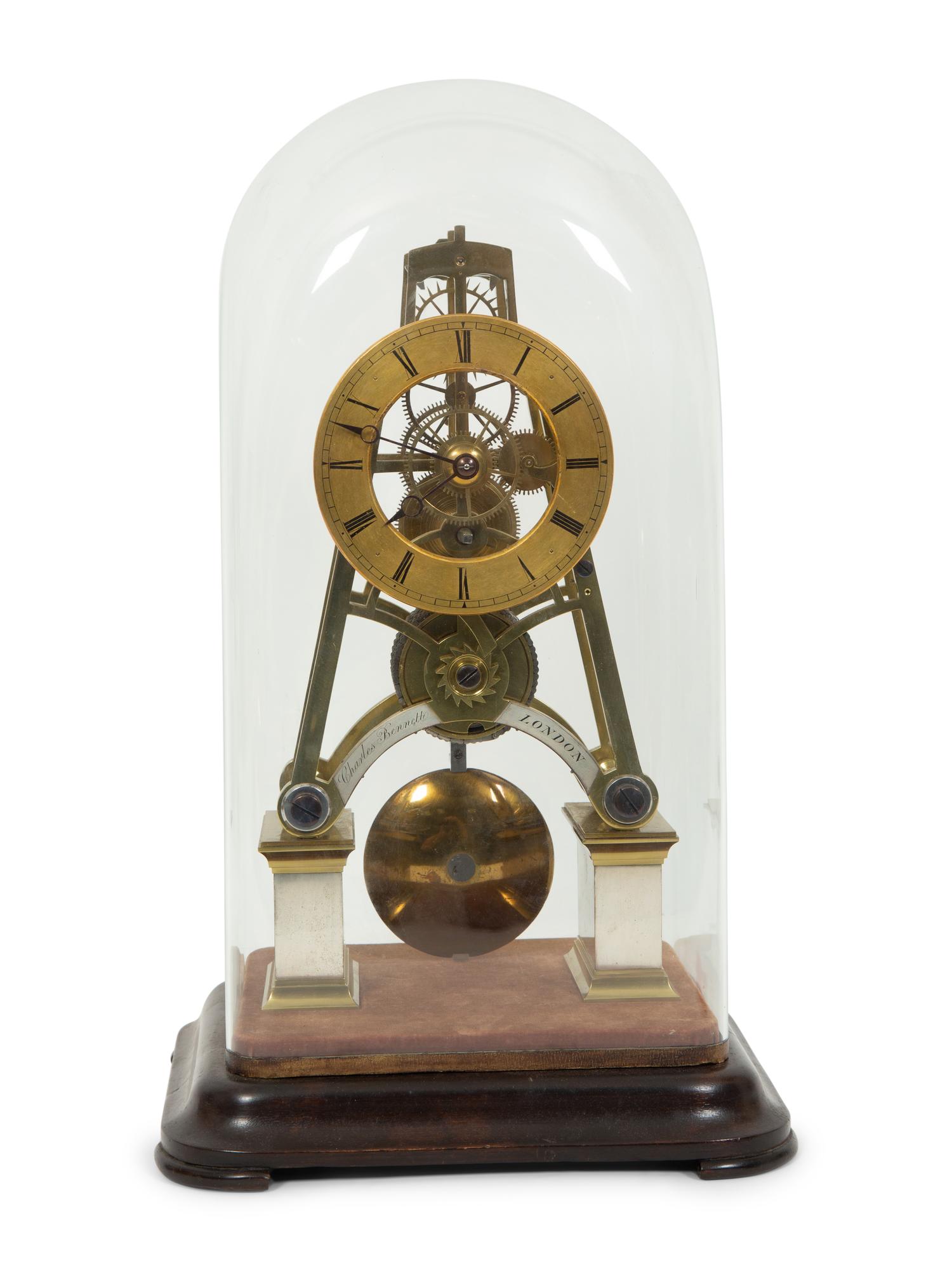 An English Gilt Bronze Skeleton Clock