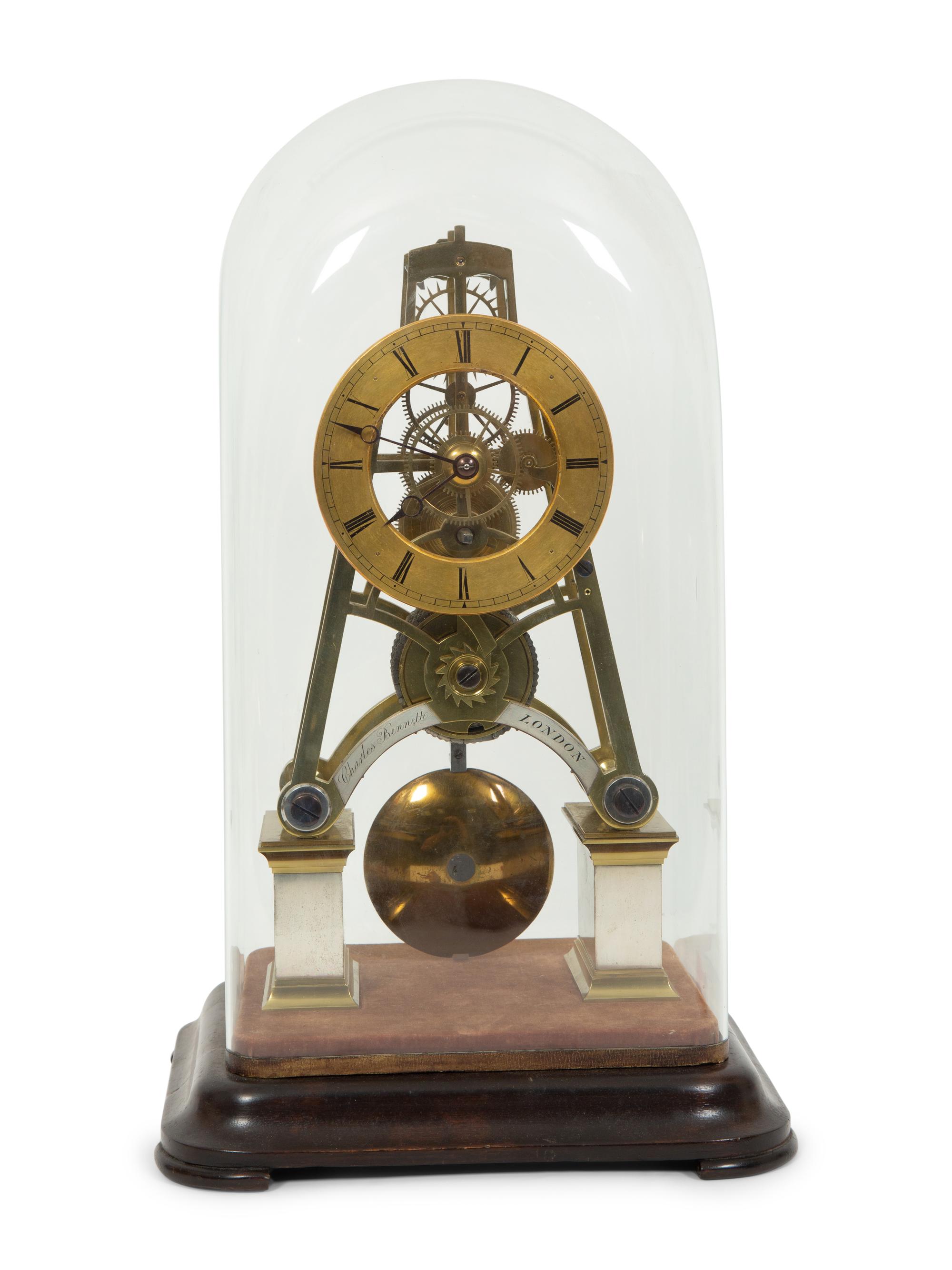 An English Gilt Bronze Skeleton Clock