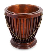 An English Brass Mounted Mahogany Pail-Form Jardinière