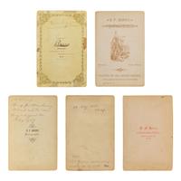 Barry, D.F. (1854-1934) A group of 5 cabinet cards of Plains Indians, incl. Brave Bear and Two Bear.