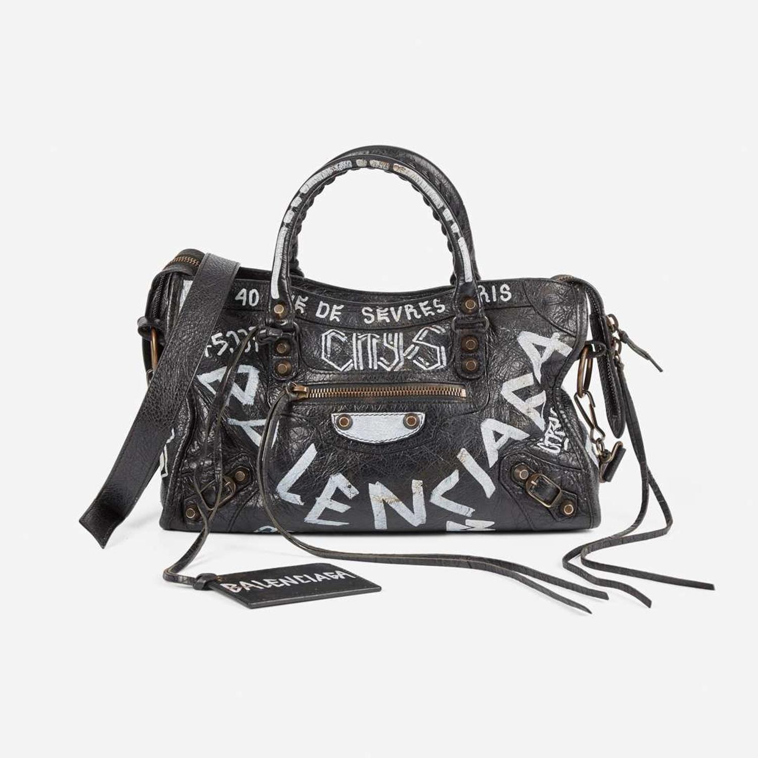 Balenciaga Agneau Classic Hardware Graffiti All Over S City in Black Balenciaga
