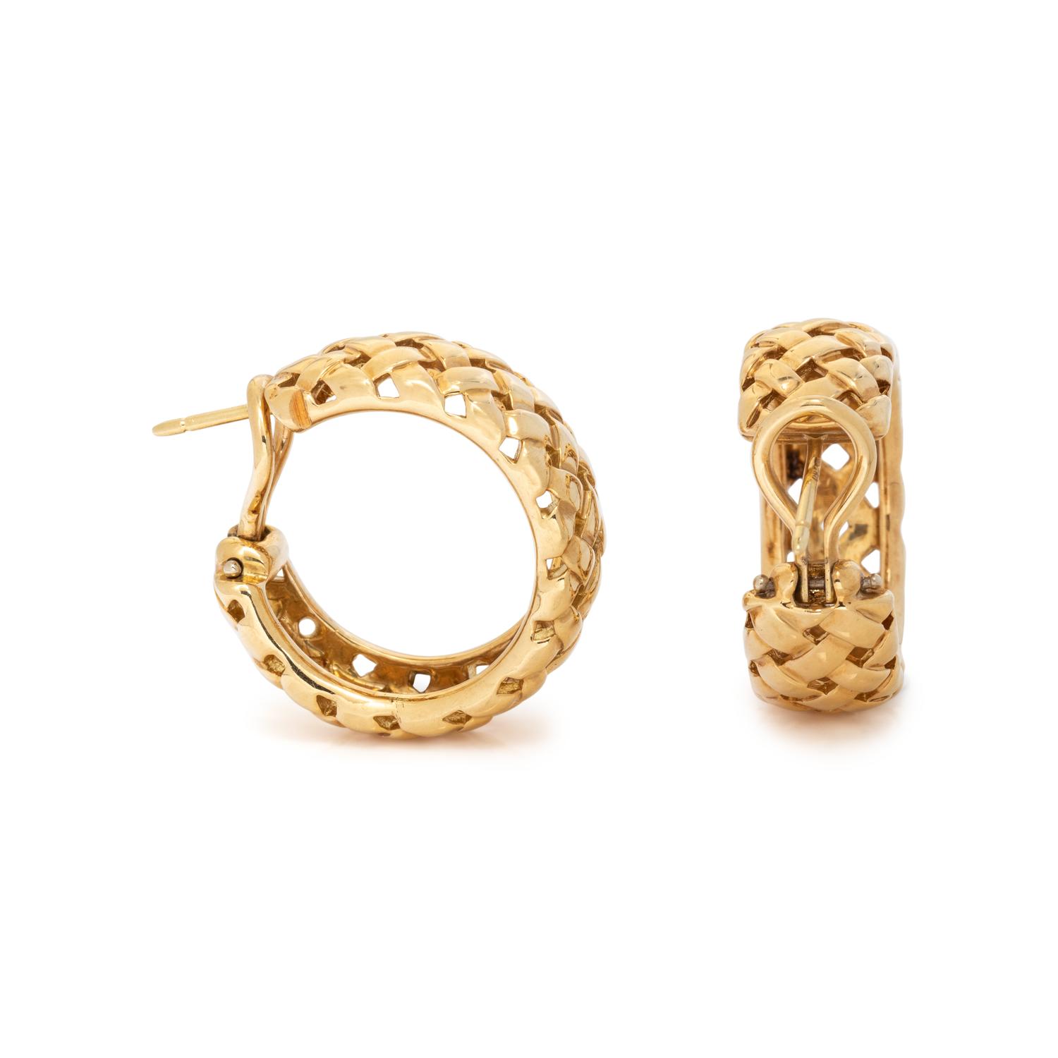TIFFANY & CO., YELLOW GOLD HOOP EARCLIPS