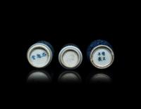 Three Chinese Blue and White Porcelain 'Lotus' Snuff Bottles