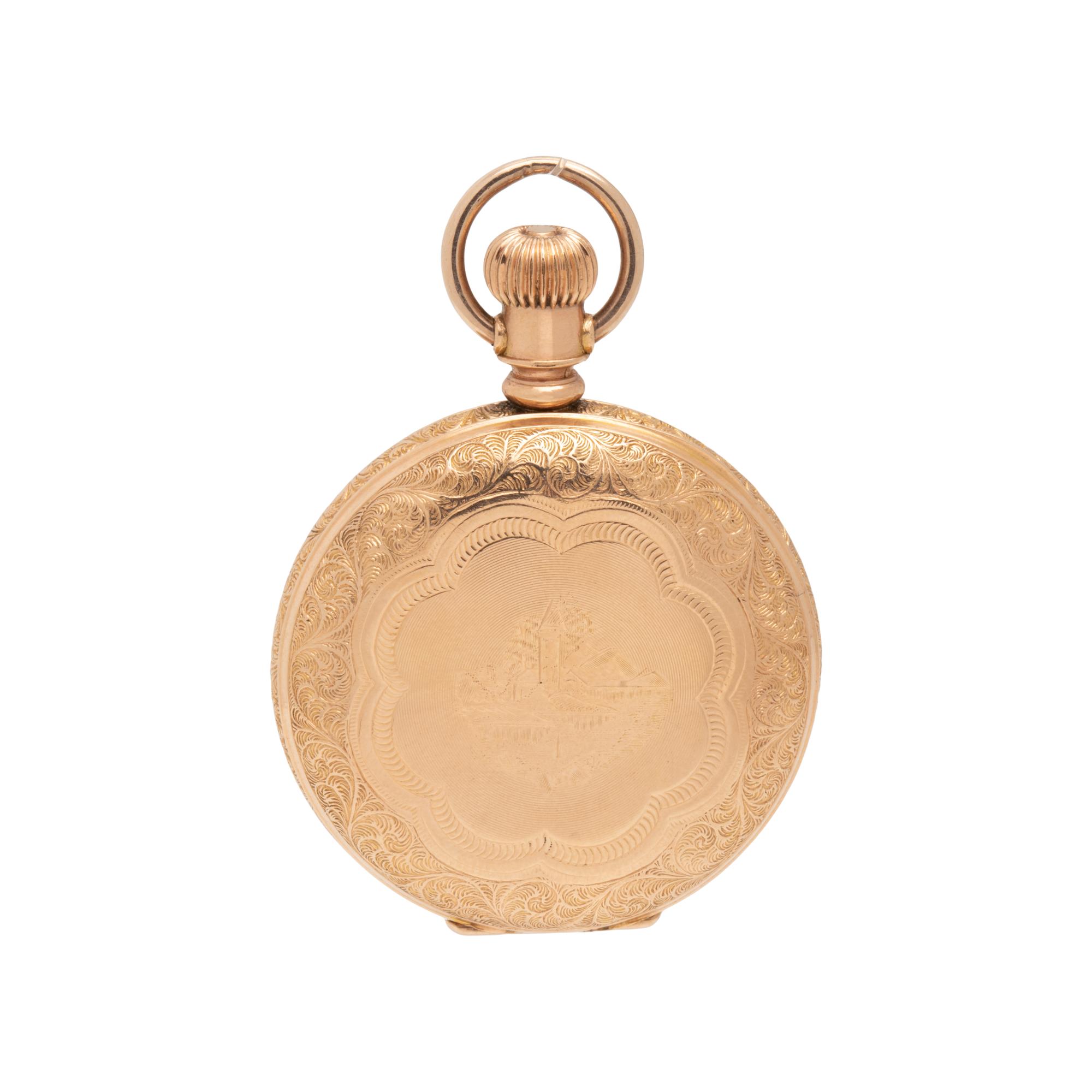 ELGIN, PINK GOLD HUNTER CASE POCKET WATCH